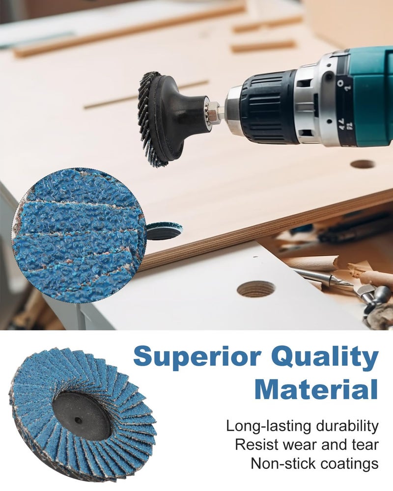 AOKLIT 48 Pcs 2 Inch Flap Disc Set, Flat Flap Discs Roll Lock Sanding Discs 40 60 80 120Grit, Sander Disc with 1/4 Inch Holder for Angle Grinder Rust Removal - Image 3